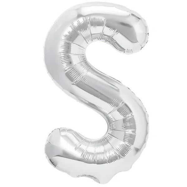 Balon Folie Metalizata Litera S, Vivimall, 80 cm, Umflati cu Heliu sau Aer, Ambalaj Individual, Pai inclus, Argintiu - vivimall.ro