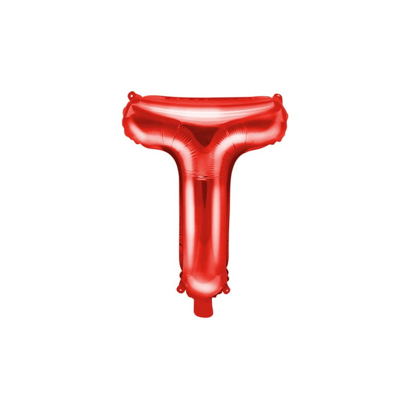 Balon Folie Metalizata Litera T, Vivimall, 40 cm, Umflati cu Heliu sau Aer, Ambalaj Individual, Pai inclus, Rosu - vivimall.ro