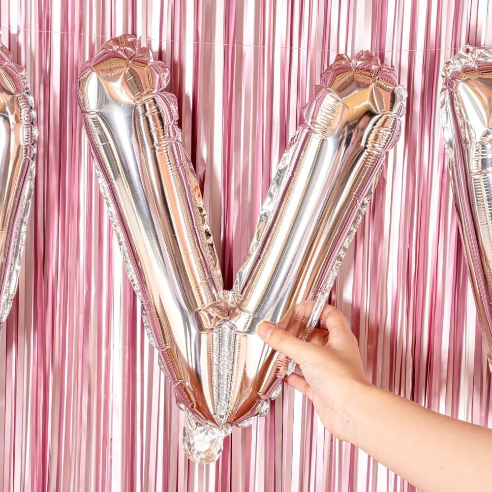 Balon Folie Metalizata Litera V, Vivimall, 80 cm, Umflati cu Heliu sau Aer, Ambalaj Individual, Pai inclus, Argintiu - vivimall.ro