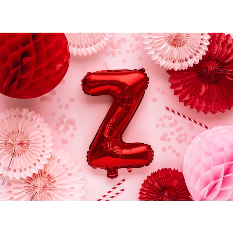 Balon Folie Metalizata Litera Z, Vivimall, 40 cm, Umflati cu Heliu sau Aer, Ambalaj Individual, Pai inclus, Rosu - vivimall.ro