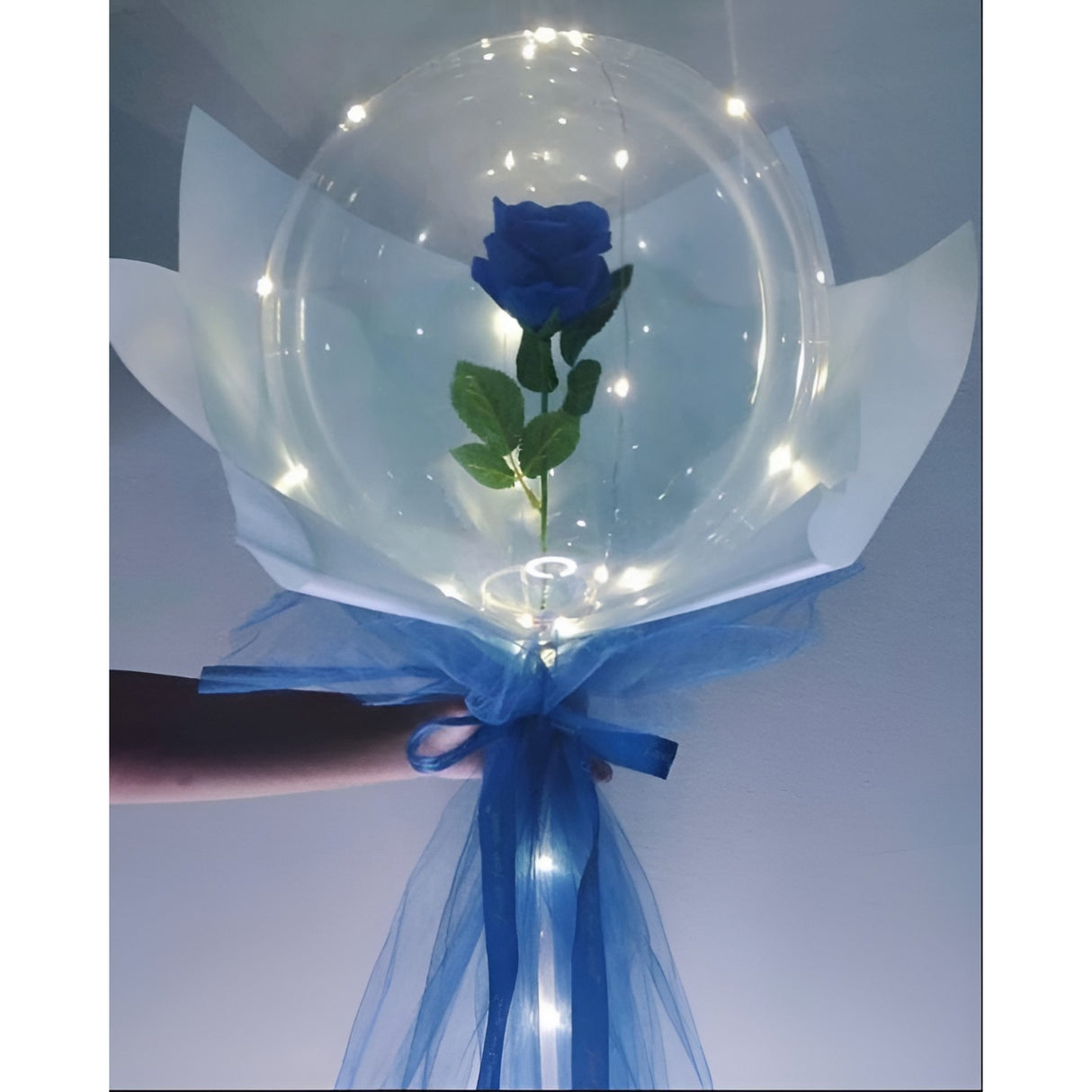 Trandafir In Balon Led Cu Lumini, Tip Buchet, Diametru 35 Cm