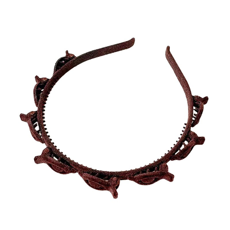 Bentita de Par pentru Femei, Vivimall, Agrafa Stil Coreean, Accesoriu pentru Par cu Textura MultiStrat, 13 x 11.5 cm, Coffee