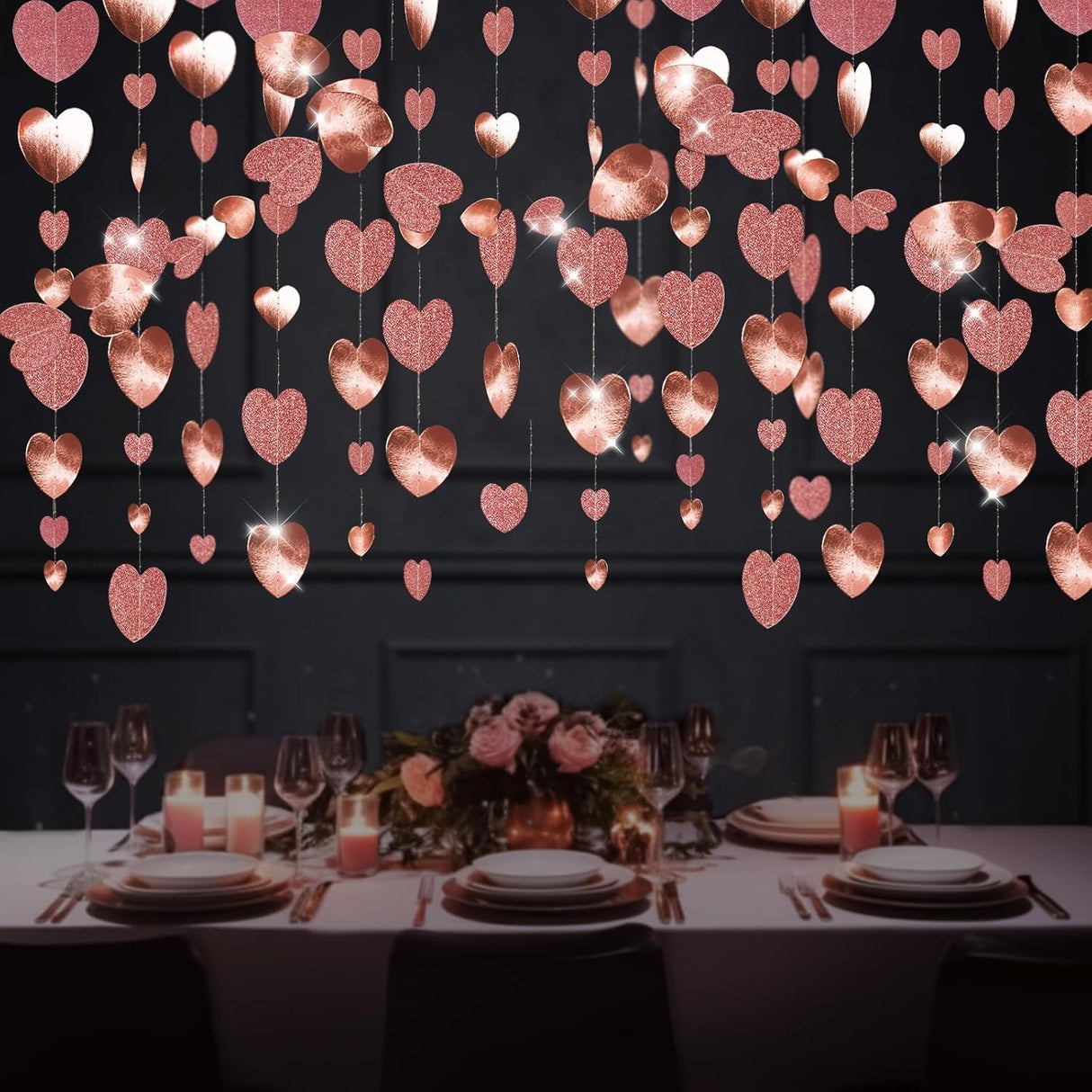 Banner Cu Inimioar Cu Sclipici Tip Franjur | PartyGlam - vivimall.ro