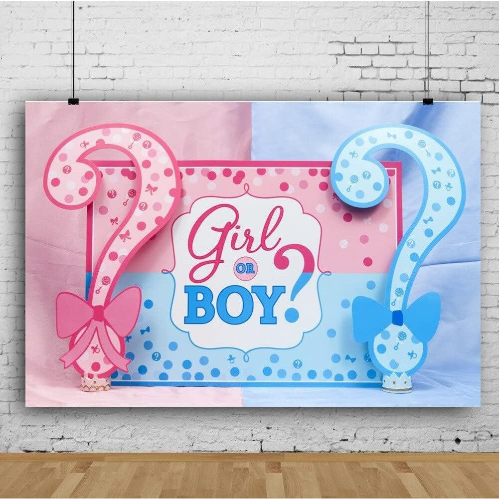 Banner pentru Petrecere, Vivimall, Model Girl or Boy, Tematica Gender Reveal, 150 x 100 cm, Albastru Roz - vivimall.ro