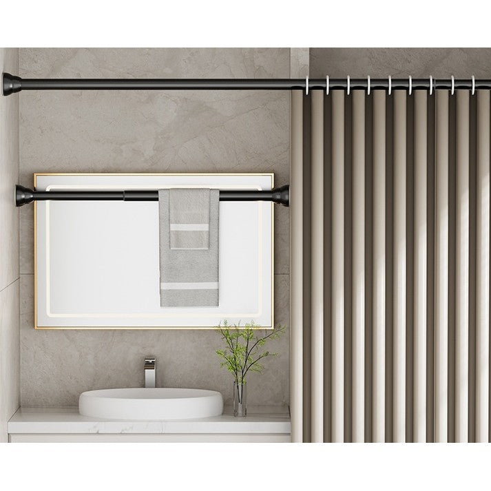 Bara Telescopica Multifunctionala, Flippy, din Otel Inoxidabil, Utilizare Universala, Retractabila 107 - 195 cm, Fara Perforare Perete, Negru