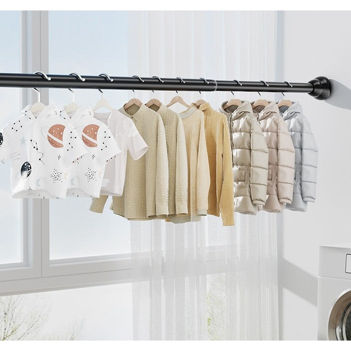 Bara Telescopica Multifunctionala, Flippy, din Otel Inoxidabil, Utilizare Universala, Retractabila 107 - 195 cm, Fara Perforare Perete, Negru