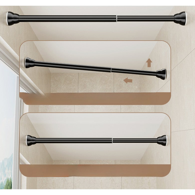 Bara Telescopica Multifunctionala, Flippy, din Otel Inoxidabil, Utilizare Universala, Retractabila 107 - 195 cm, Fara Perforare Perete, Negru