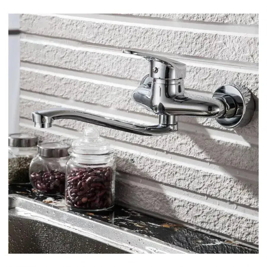 Baterie Bucatarie De Perete Cu Pipa Rotativa, Aliaj, Crom - vivimall.ro