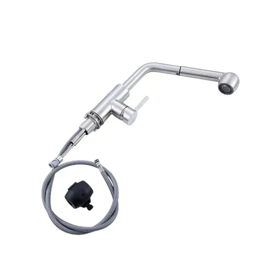 Baterie Bucatarie Cu Dus Extractibil Starke Cf019, Monocomanda, Inox, Cartus Ceramic - vivimall.ro