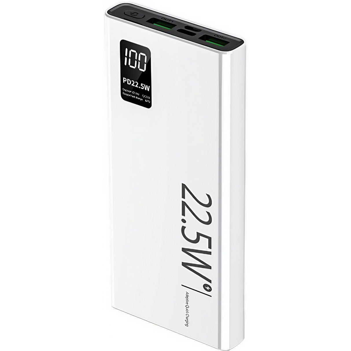 Baterie Externa Powerbank, Vivimall, Ultra-Subtire cu Ecran Digital, Compatibilitate Universala, TYPE-C si USB x2, 10000 mAh, Power Delivery 22.5W, 144x66x16 mm, Alb - vivimall.ro