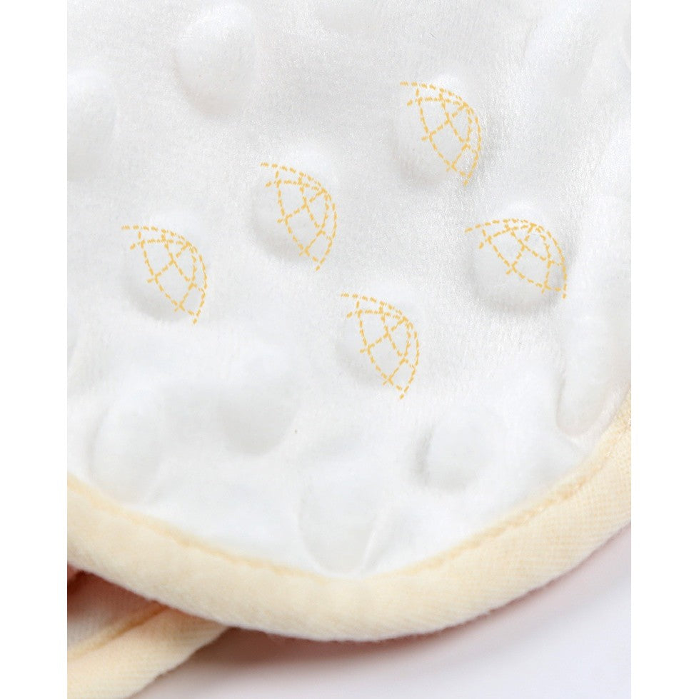 Baveta Tip Floare, Flippy, din Bumbac, pentru Copii 0-12 Luni, Rezistenta la apa, cu Capse, Model cu Ursuleti, 26 x 29 cm, Crem