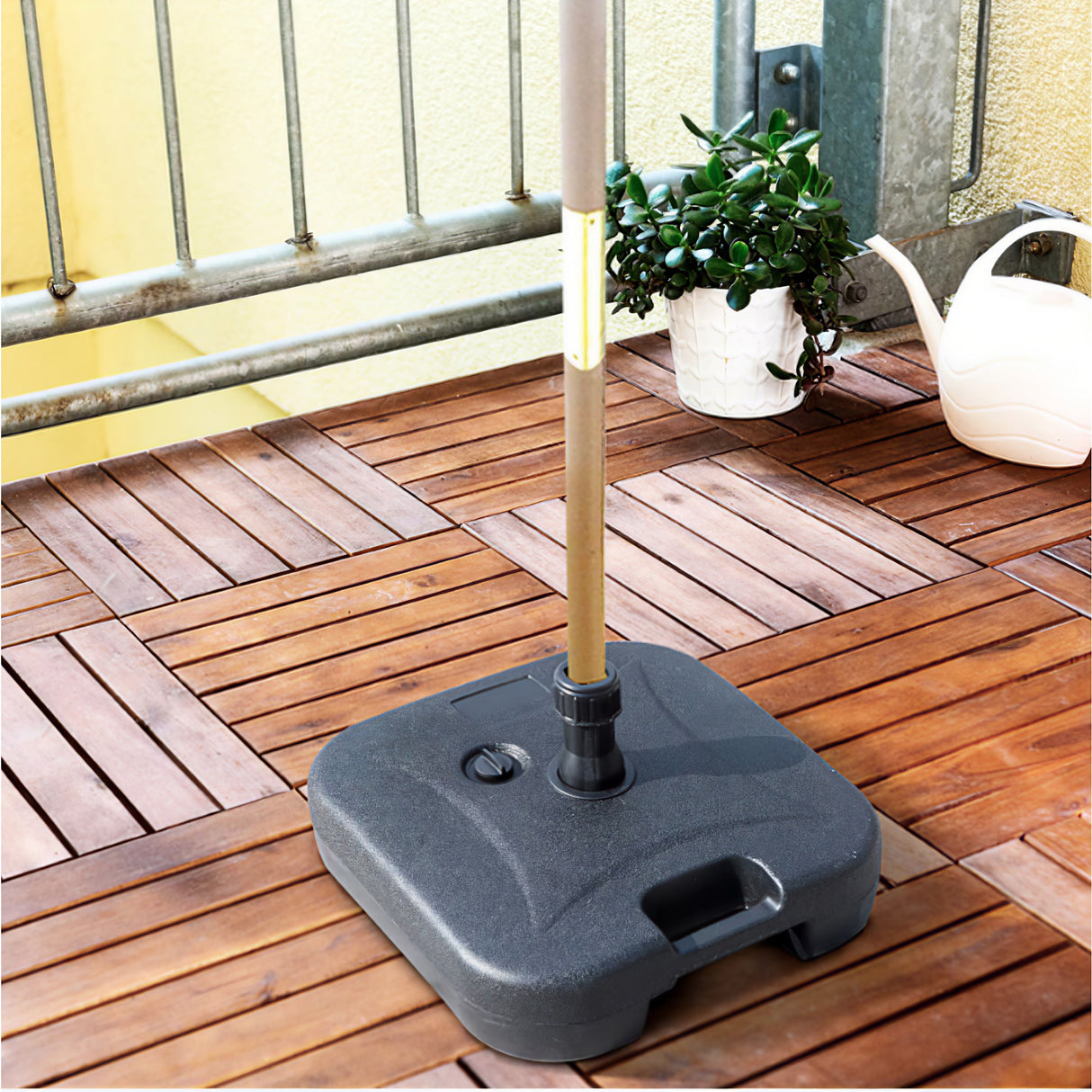 Baza umbrela din plastic, Flippy, patrata, 22 litri, neagra