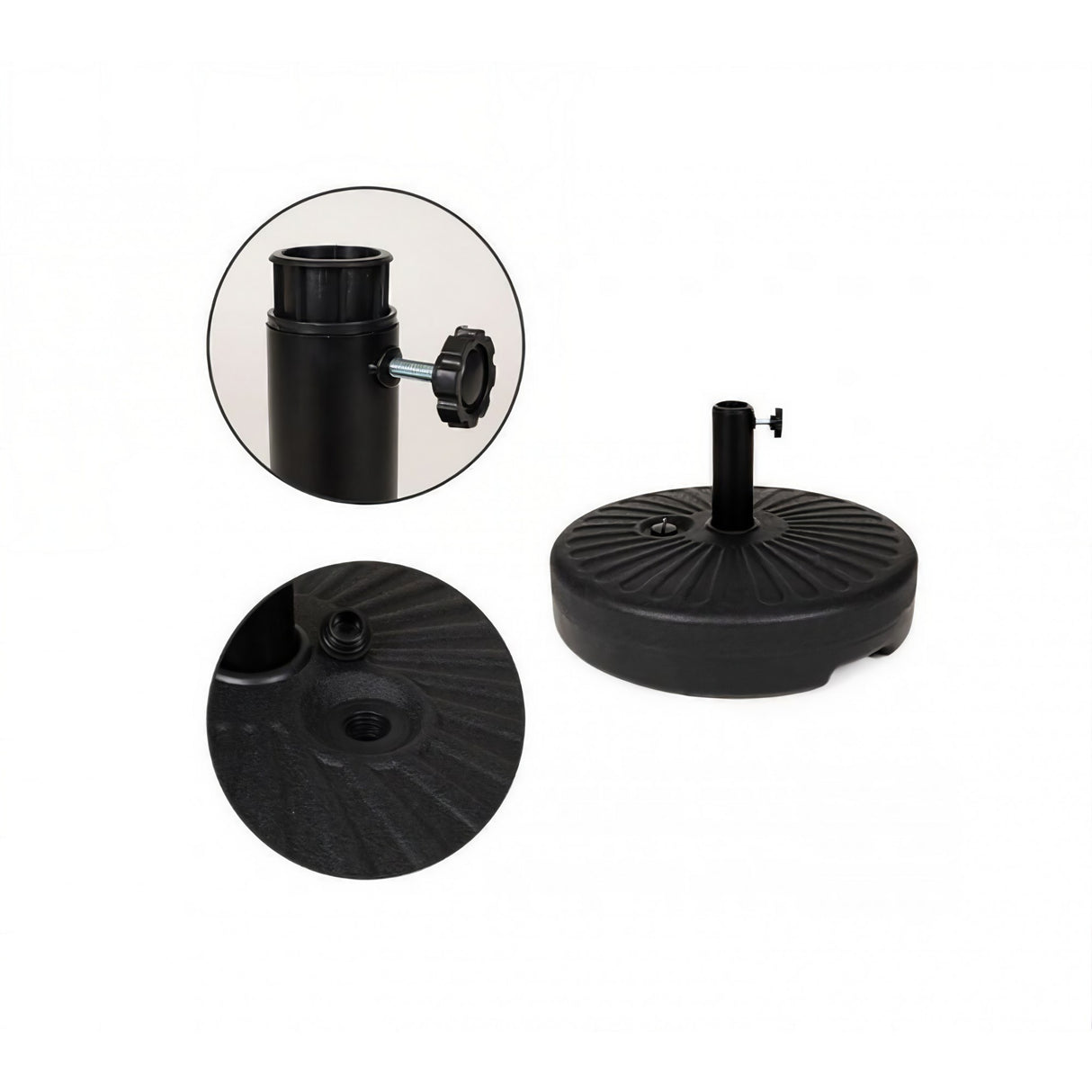 Baza Umbrela Din Plastic Rotunda, 22 Litri, Neagra - vivimall.ro