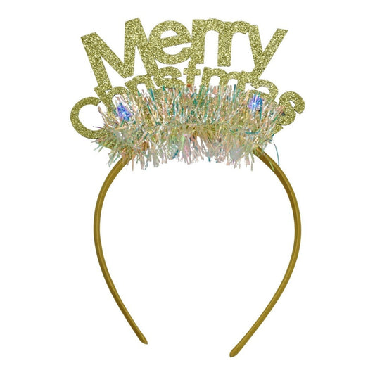 Bentita/cerc Mery Cristmas, culoare auriu cu beteala, marime standard, Flippy - vivimall.ro