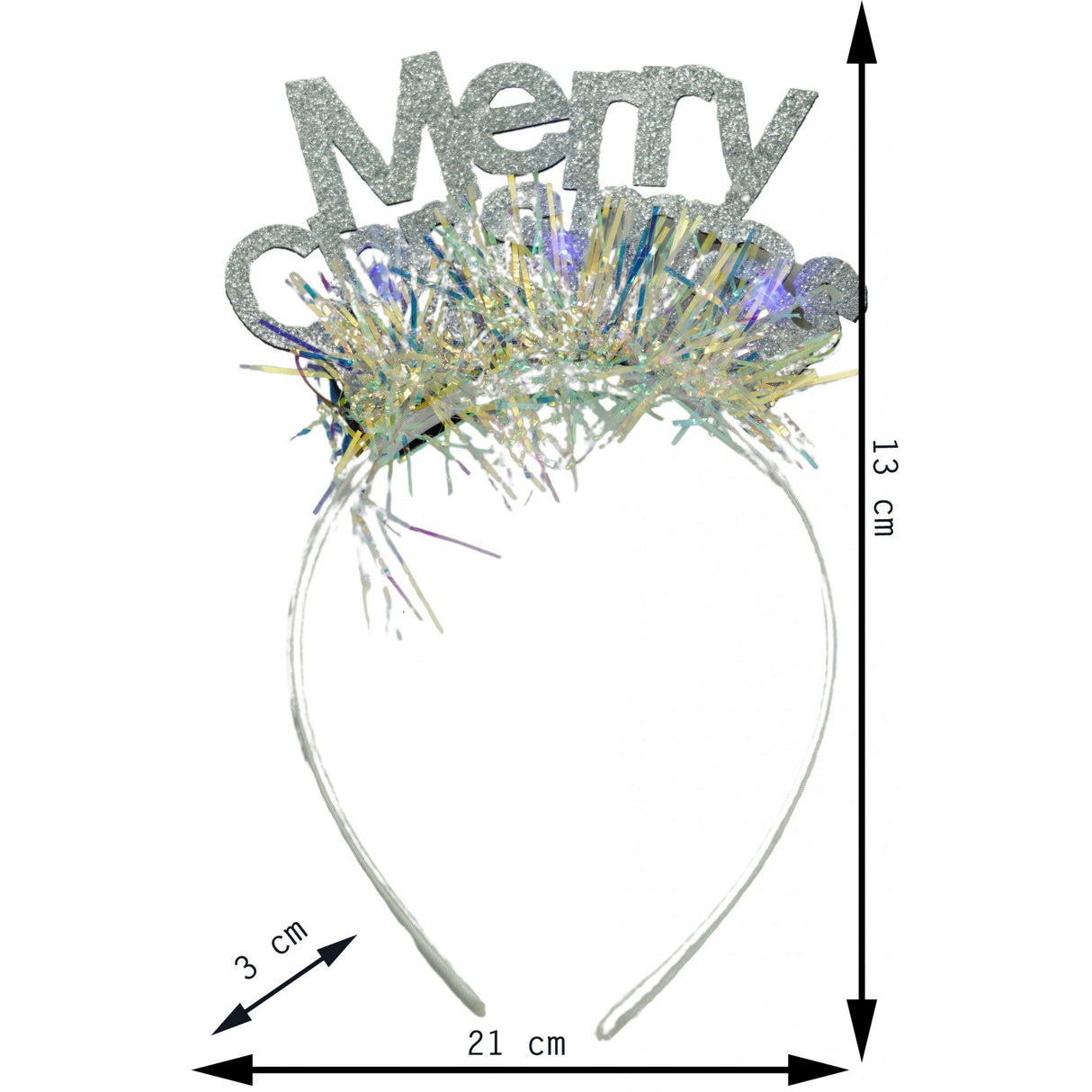 Bentita/cerc Mery Cristmas, culoare gri metalic cu beteala, marime standard, Vivimall - vivimall.ro