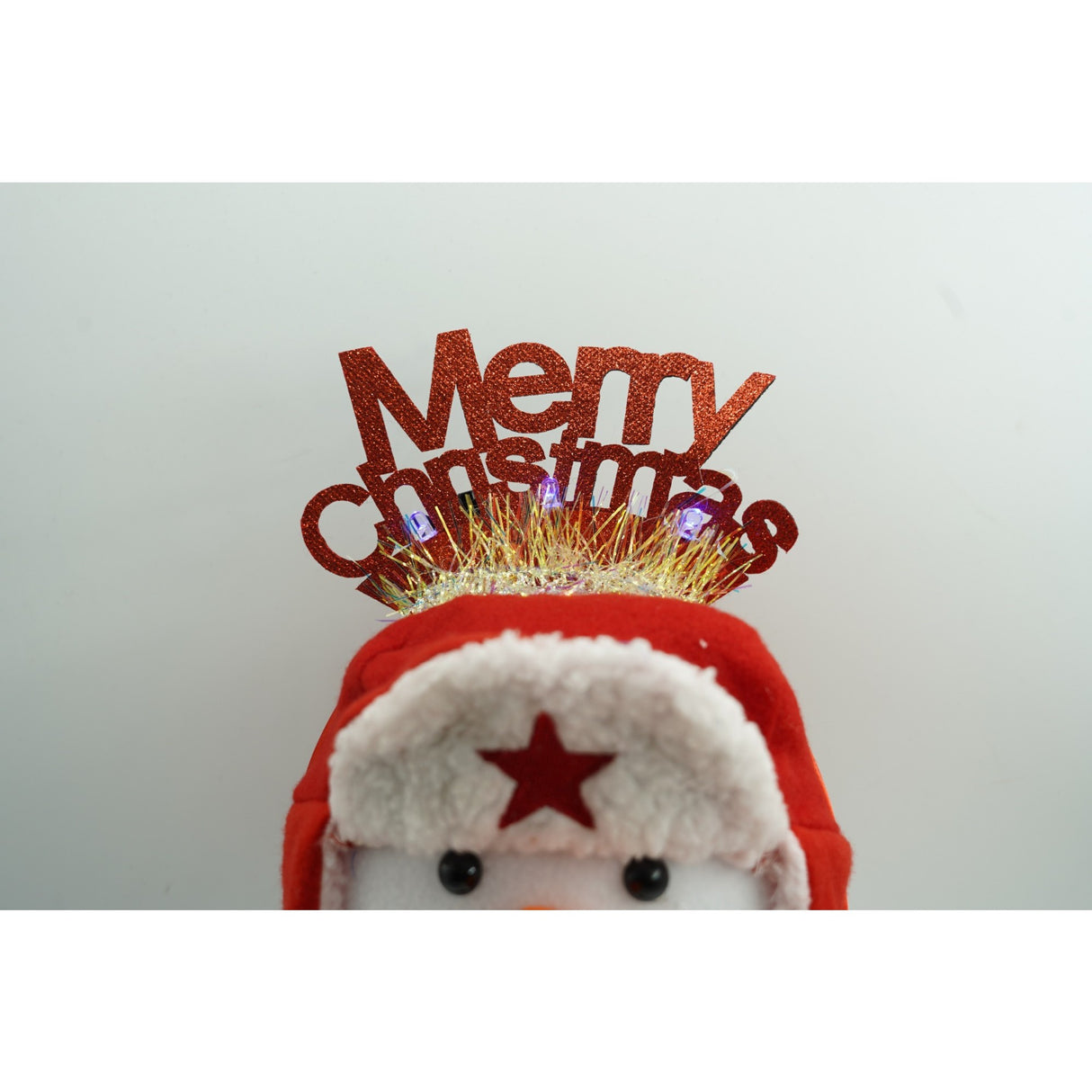 Bentita/cerc Mery Cristmas, culoare rosu cu sclipici, marime standard, Vivimall - vivimall.ro