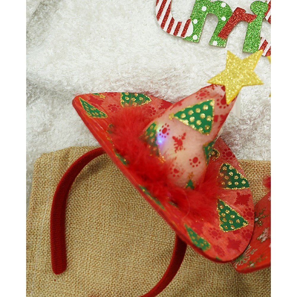 Bentita/cerc tip palarie de Craciun, culoare rosie cu led, marime standard, Flippy - vivimall.ro