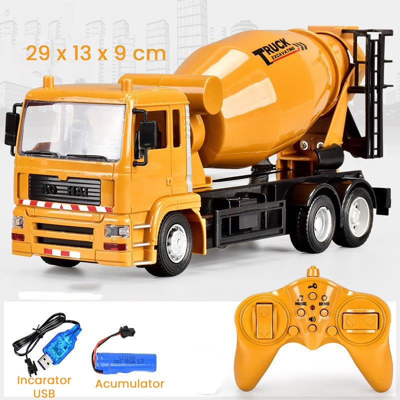 Camion Betoniera Jucarie pentru Copii, Vivimall, Jucarie Camion Betoniera cu Telecomanda, Jucarie de Constructie, Acumulator cu Incarcare USB, 29 x 13 x 9 cm, Galben - vivimall.ro