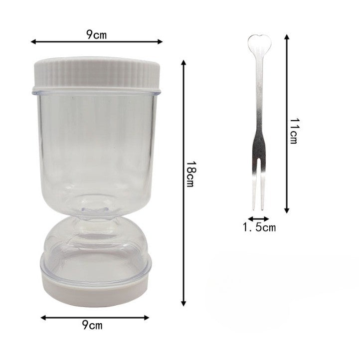 Borcan pentru Muraturi, Vivimall, cu Separator pentru Lichide, Ermetic, Termorezistent, Tip Clepsidra, 2 Furculite Incluse, ABS, Alb, 18x9x9 cm - vivimall.ro