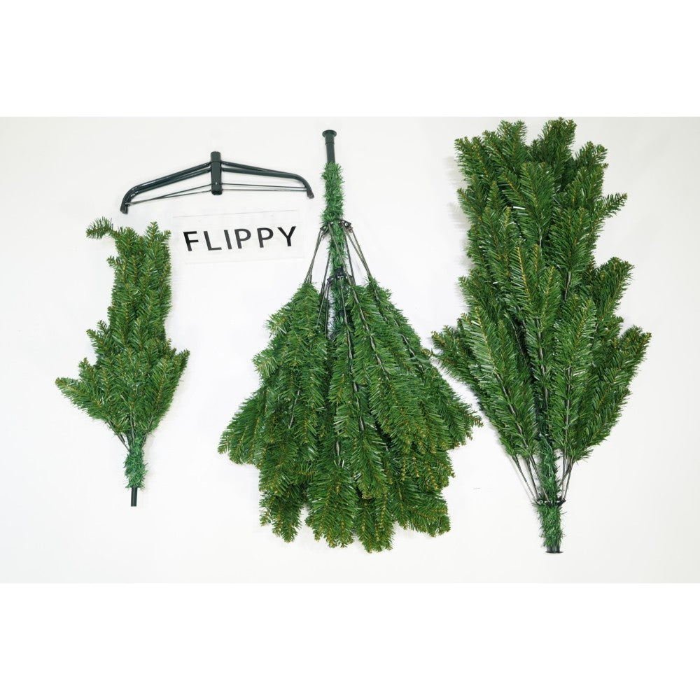 Brad artificial de Craciun, clasic, pentru interior/exterior, inaltime 180 cm, diametru 105 cm, 649 ramuri, Flippy, verde, suport metalic inclus - vivimall.ro
