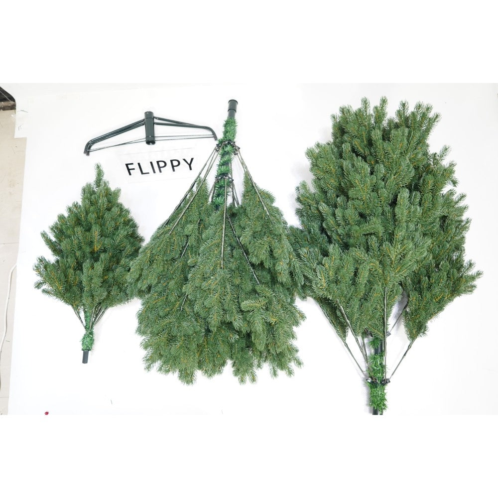 Brad artificial de Craciun, clasic bogat, inaltime 180 cm, 586 ramuri, Flippy, verde, suport metalic inclus - vivimall.ro