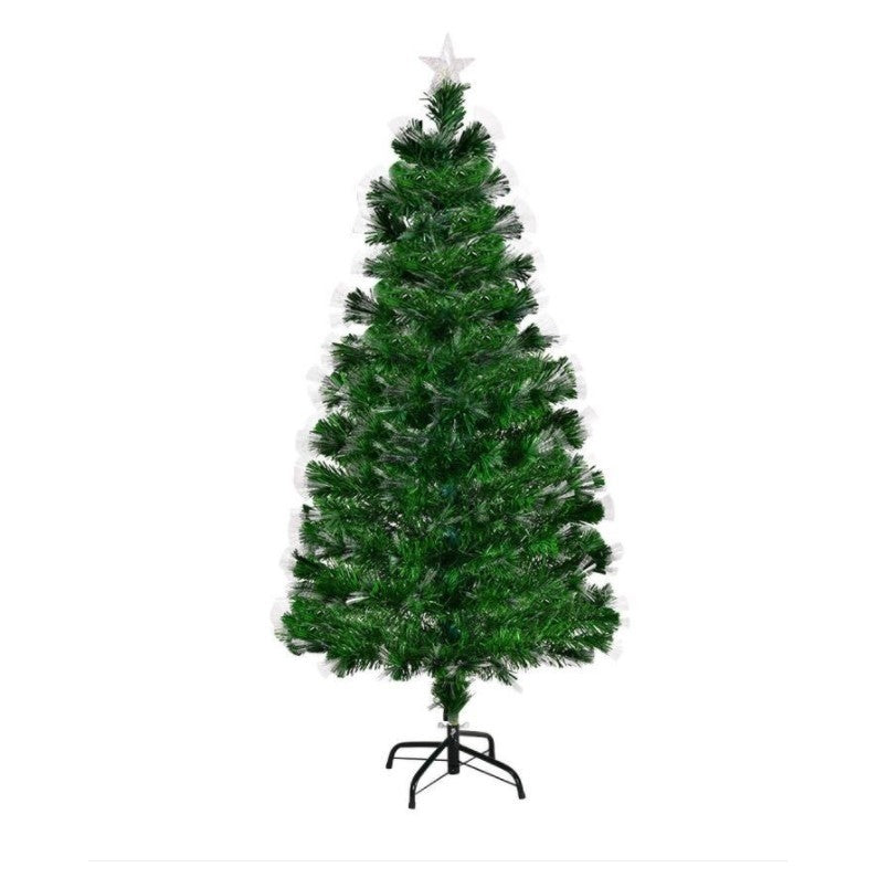 Brad Artificial Luminos de Craciun, Vivimall, 1.8 m inaltime , Ramuri cu Fibra Optica, Multicolor, Suport Metalic Inclus