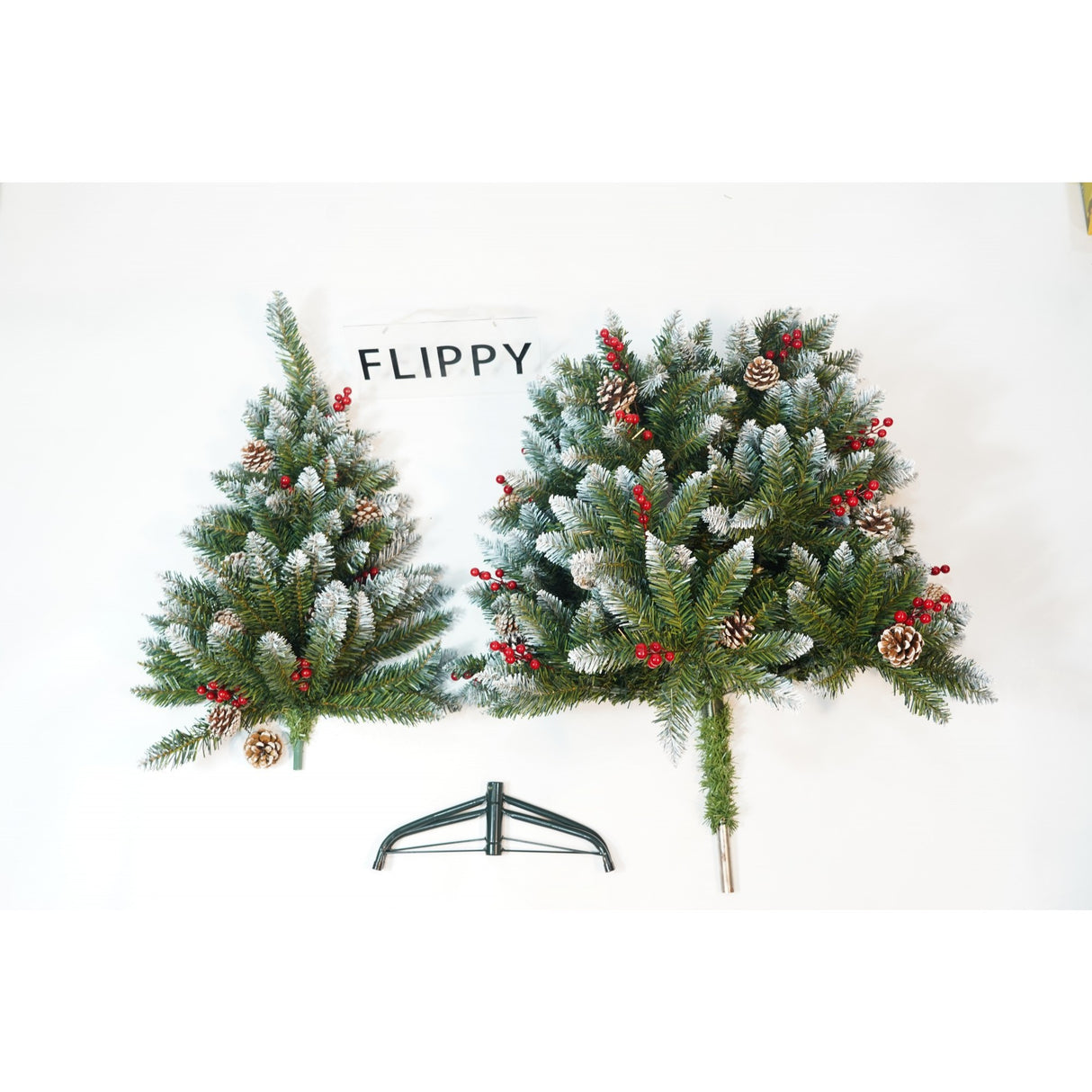 Brad Artificial de Craciun, Flippy, Sectionat pentru Perete/ Colt, 1.50 m inaltime, Verde, Decorat, Diametru Inferior 83 cm, Interior/ Exterior - vivimall.ro