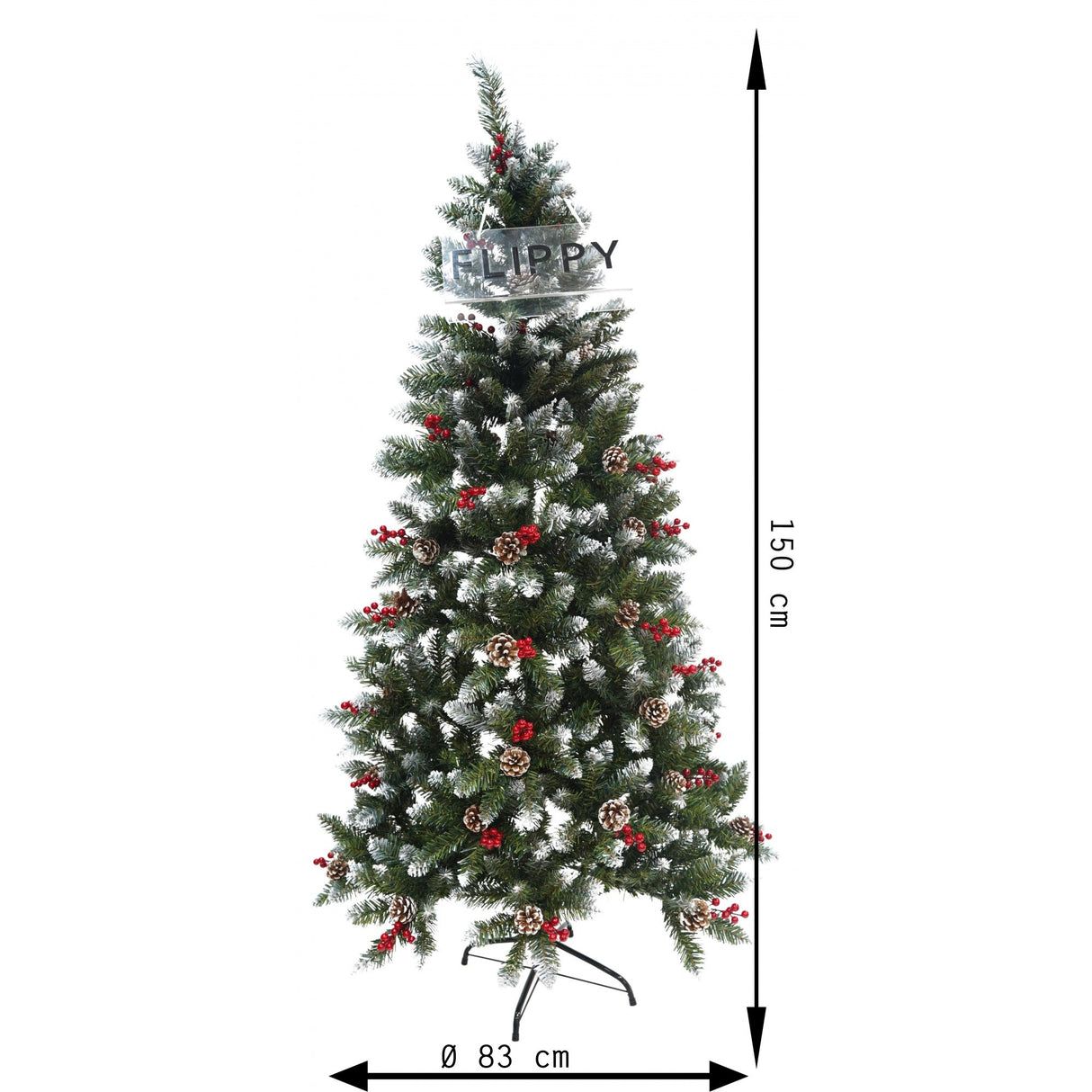 Brad Artificial de Craciun, Flippy, Sectionat pentru Perete/ Colt, 1.50 m inaltime, Verde, Decorat, Diametru Inferior 83 cm, Interior/ Exterior - vivimall.ro