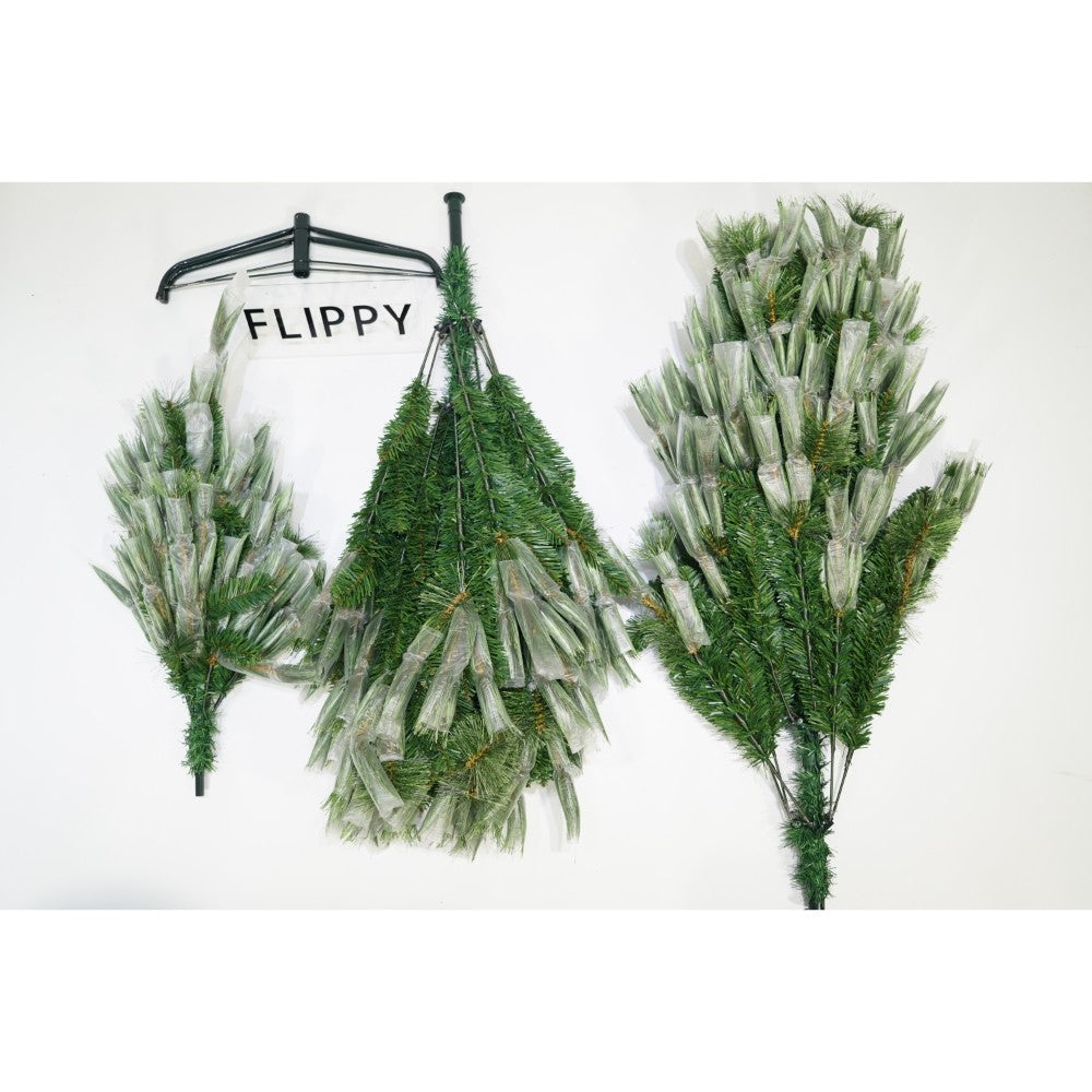 Brad artificial de Craciun tip pin, pentru interior/exterior, inaltime 180 cm, 626 ramuri, Flippy, verde, suport metalic inclus - vivimall.ro