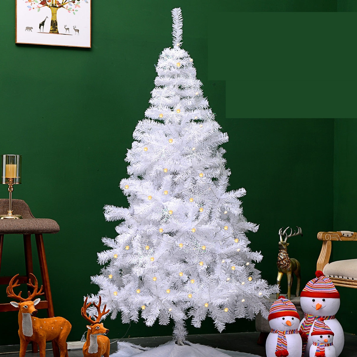 Brad de Craciun artificial cu suport inclus Vivimall, 180 cm, 600 ramuri/varfuri, material plastic, suport clasic, fara iluminare, utilizat pentru interior/exterior, alb