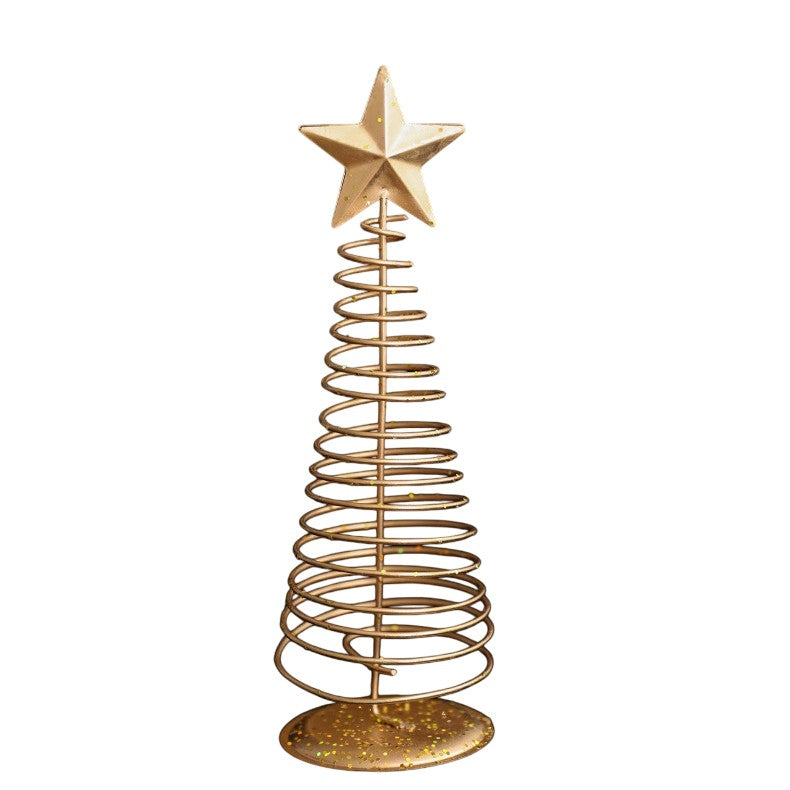Brad de Craciun Ornament, Flippy, Decoratiune Brad micut din Metal, inaltime 19.5 x 6.5 x6.5 cm, Ornament de Craciun, Auriu - vivimall.ro