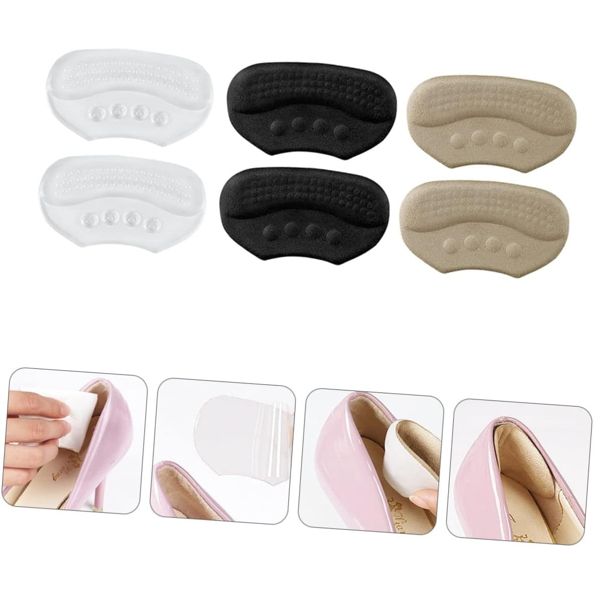 Branturi pentru Incaltaminte, Flippy, din Spuma, Universal, Protectie Calcai, Reglare Numar, 6 mm Grosime, Adeziv, Negru