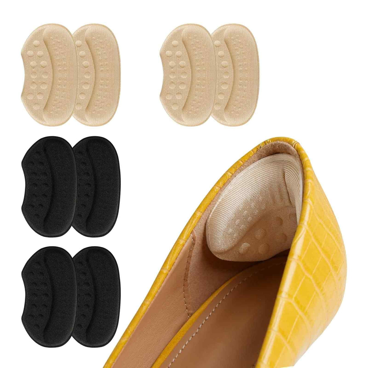 Branturi pentru Incaltaminte, Flippy, din Spuma, Universal, Protectie Calcai, Reglare Numar, 6 mm Grosime, Adeziv, Negru