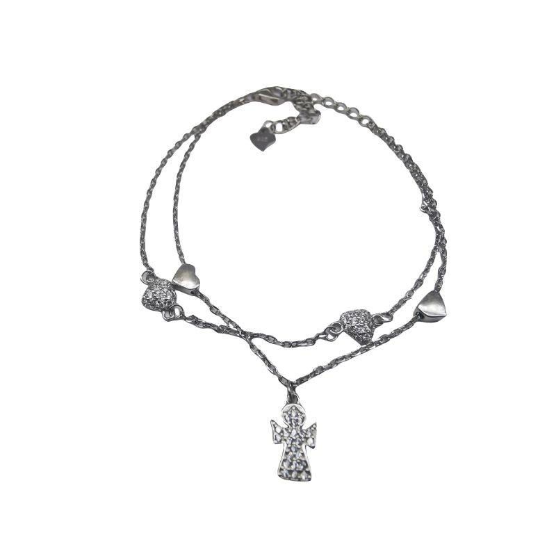 Bratara Argint 925 Ingeras cu Inimioare