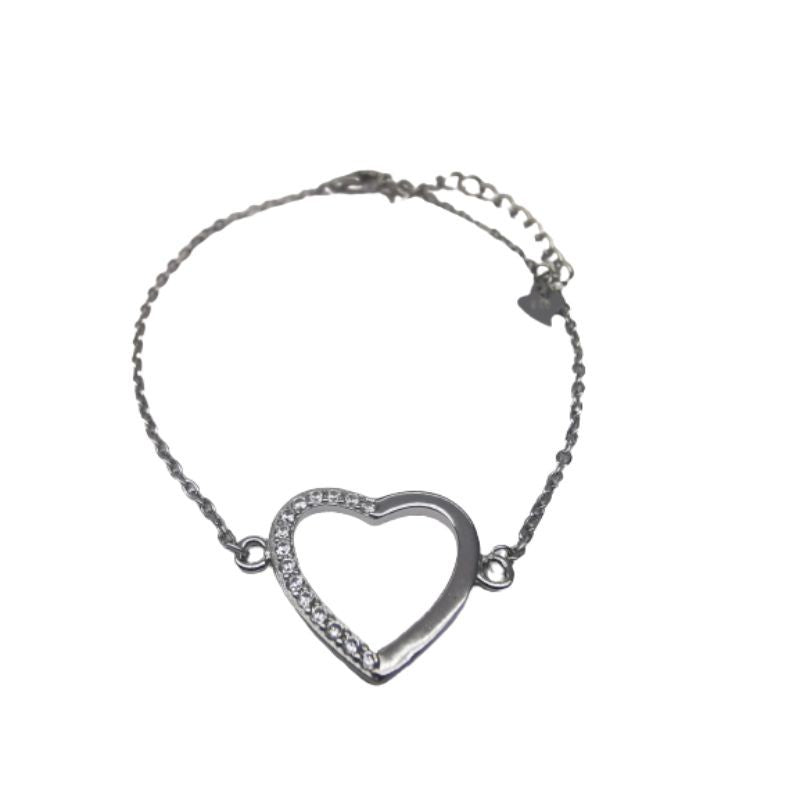 Bratara Argint 925 Inima cu Pietre pe Jumatate
