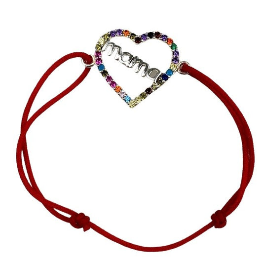 Bratara Snur Reglabil, Argint 925, Mama Cu Zirconii Colorate, Jolie Silver, 1.2 g, 2 cm x 1.5 cm - vivimall.ro