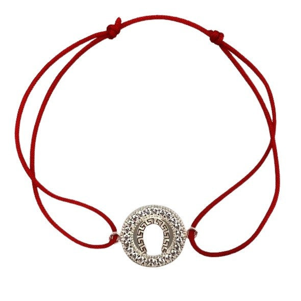 Bratara Snur Reglabil, Argint 925, Potcoava Incadrata Cu Pietre, Jolie Silver, 1 g, 2 cm x 1.5 cm - vivimall.ro