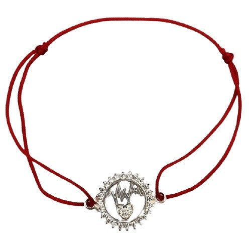 Bratara Snur Reglabil, Argint 925, Cerc Cu Puls Si Inima, 1.3 g, 2 cm x 1.5 cm - vivimall.ro