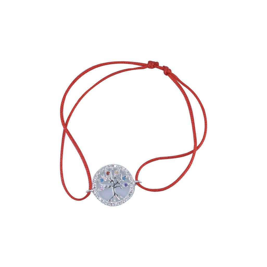 Bratara cu Nod Dublu din Argint 925, Copac in Cerc cu Zirconii - vivimall.ro