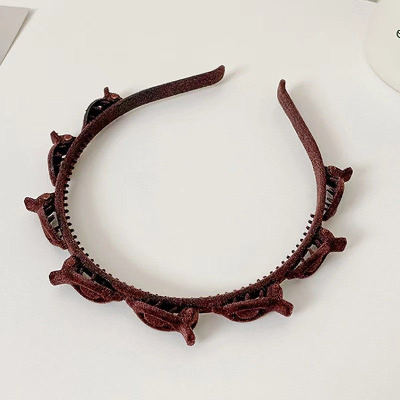 Bentita de Par pentru Femei, Vivimall, Agrafa Stil Coreean, Accesoriu pentru Par cu Textura MultiStrat, 13 x 11.5 cm, Coffee