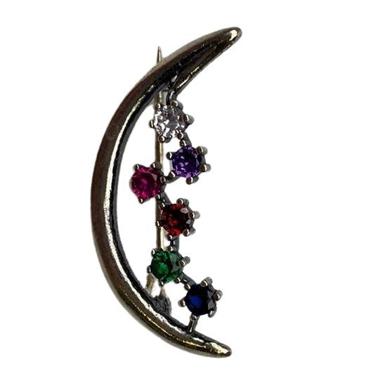 Brosa Argint 925 Semiluna cu Pietre Colorate - vivimall.ro