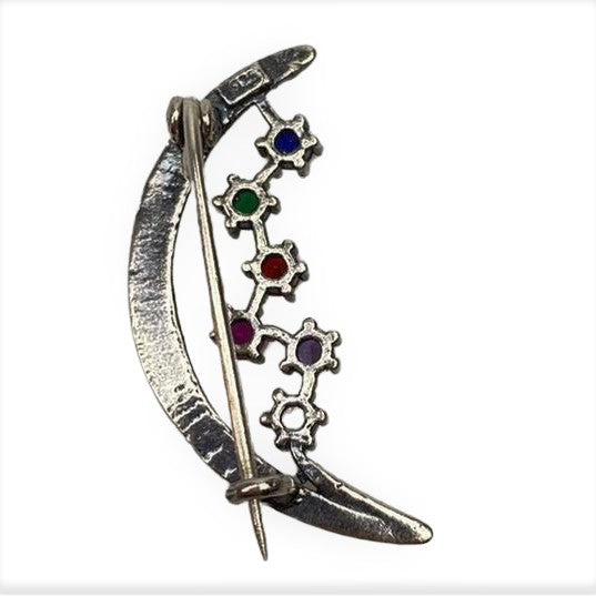 Brosa Argint 925 Semiluna cu Pietre Colorate - vivimall.ro