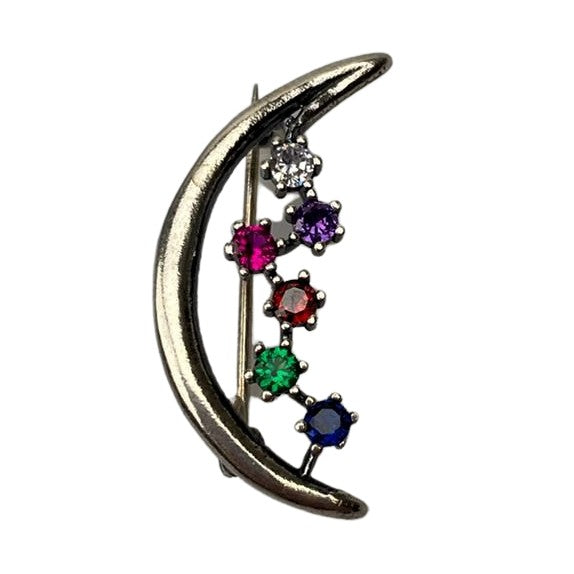 Brosa Argint 925 Semiluna cu Pietre Colorate - vivimall.ro