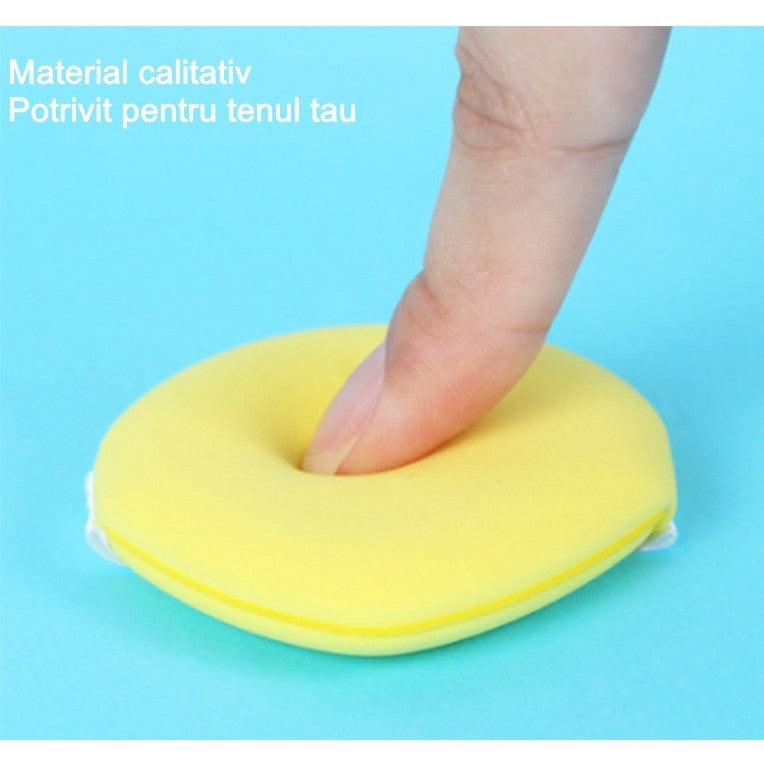 Burete de Machiaj Triunghi Vivimall, Reutilizabili, Utilizare Umeda sau Uscata, 5.5 x 5.5 x 0.9 cm, Powder Puff, Galben - vivimall.ro