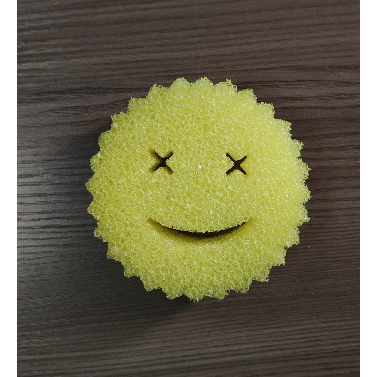 Burete de Vase, Vivimall, Rotund, din Burete PU, Model Smiley Face, Doua Fete, 10 x 4 cm, Galben - vivimall.ro