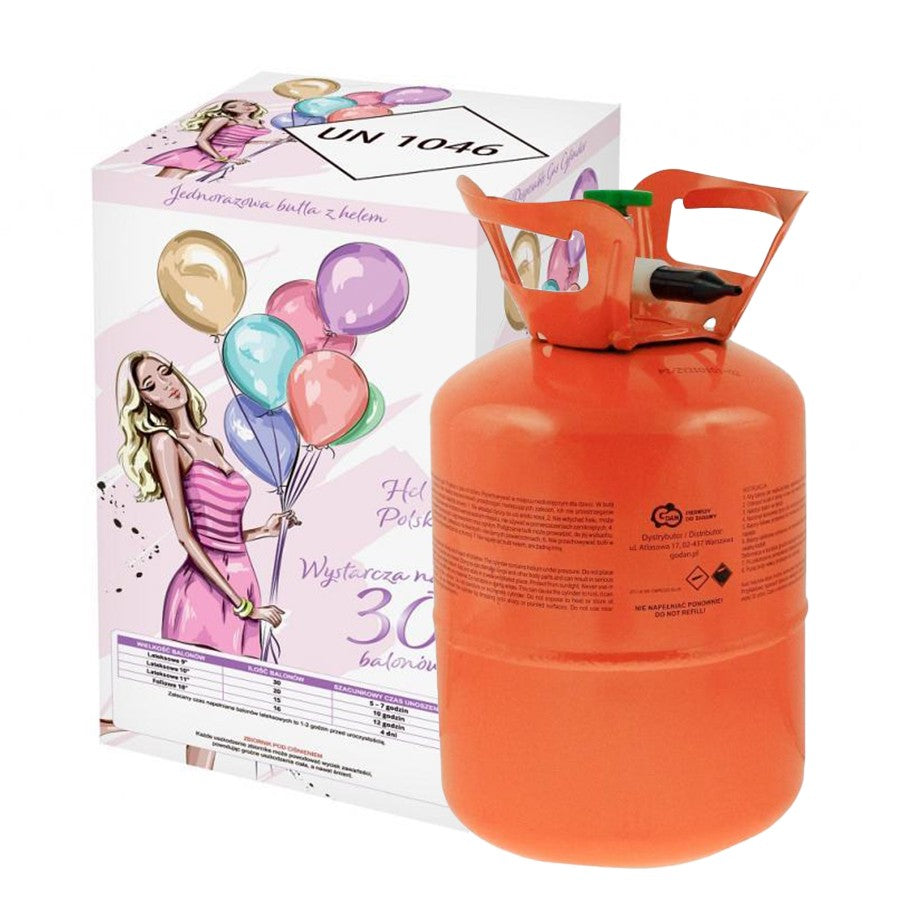 Butelie Heliu de Unică Folosință pentru 30 Baloane Latex, 0.20 m³