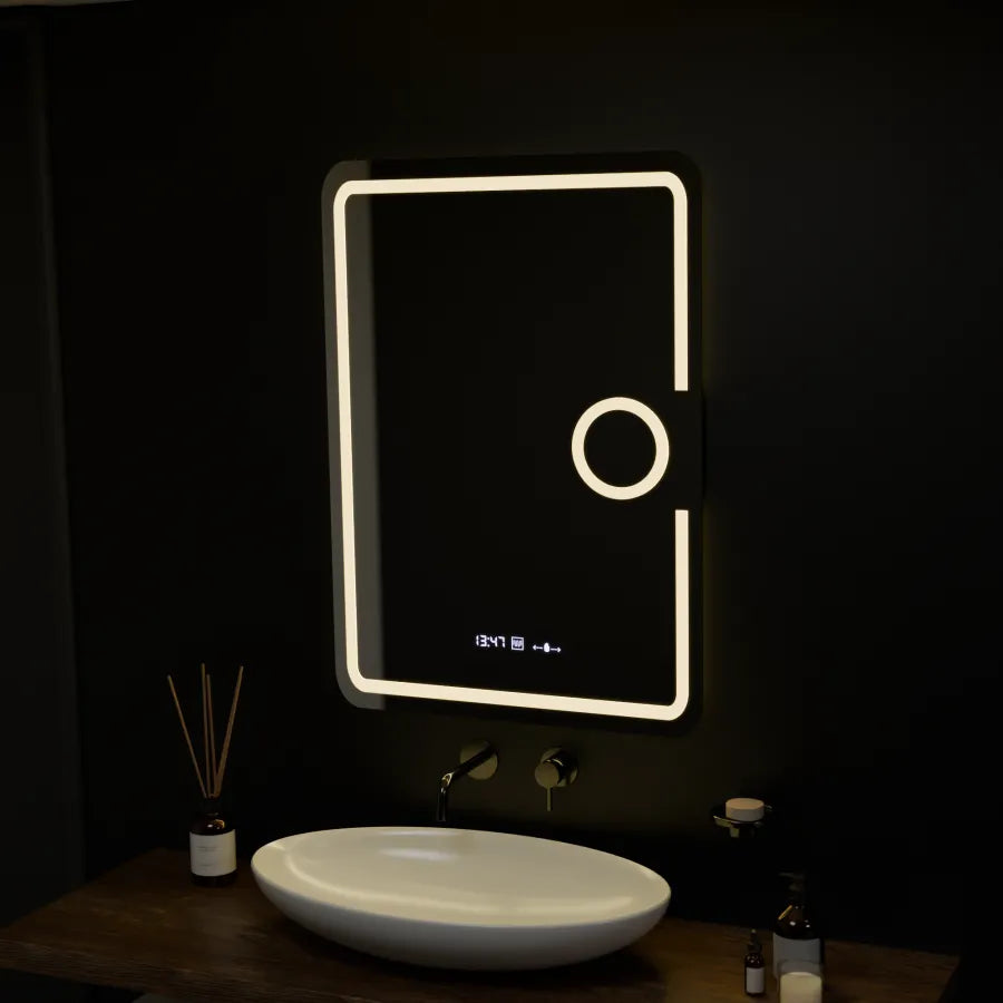Oglinda Led Rectangulara, Eclat Motionglow Marcello, Sistem Dezaburire, Ceas & Termometru, Lupa Cosmetica - vivimall.ro