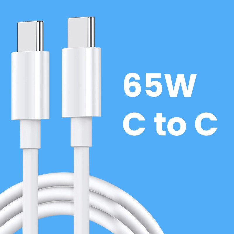 Cablu de Date pentru Telefon, Flippy, Cablu TYPE-C to TYPE-C Universal, Compatibil cu iOS si Android, Power Delivery 65W 130 cupru, 1.5 M, Simplu, Alb - vivimall.ro