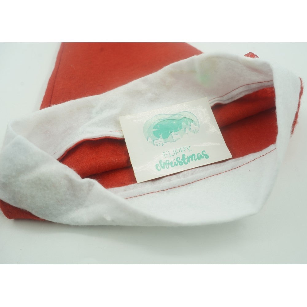 Caciulita de Mos Craciun,Flippy, cu braduti ,led si muzica, rosie, marime universala, poliester - vivimall.ro