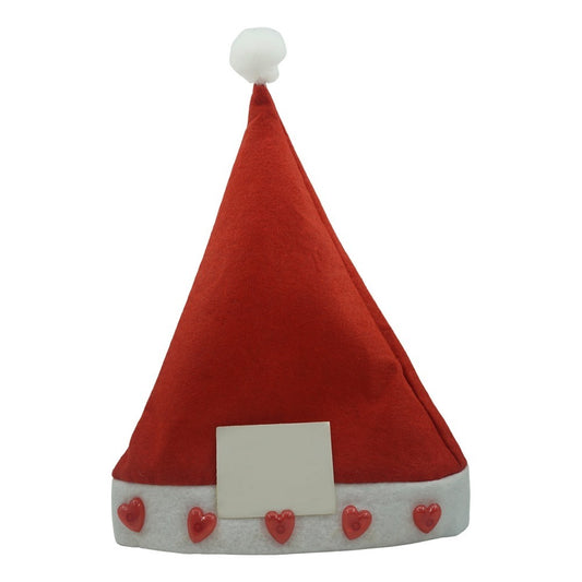 Caciulita de Mos Craciun,Flippy, cu inimi si led, rosie, marime universala, poliester - vivimall.ro